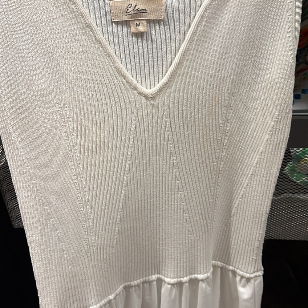 Elan Ivory V-Neck Knit Dress